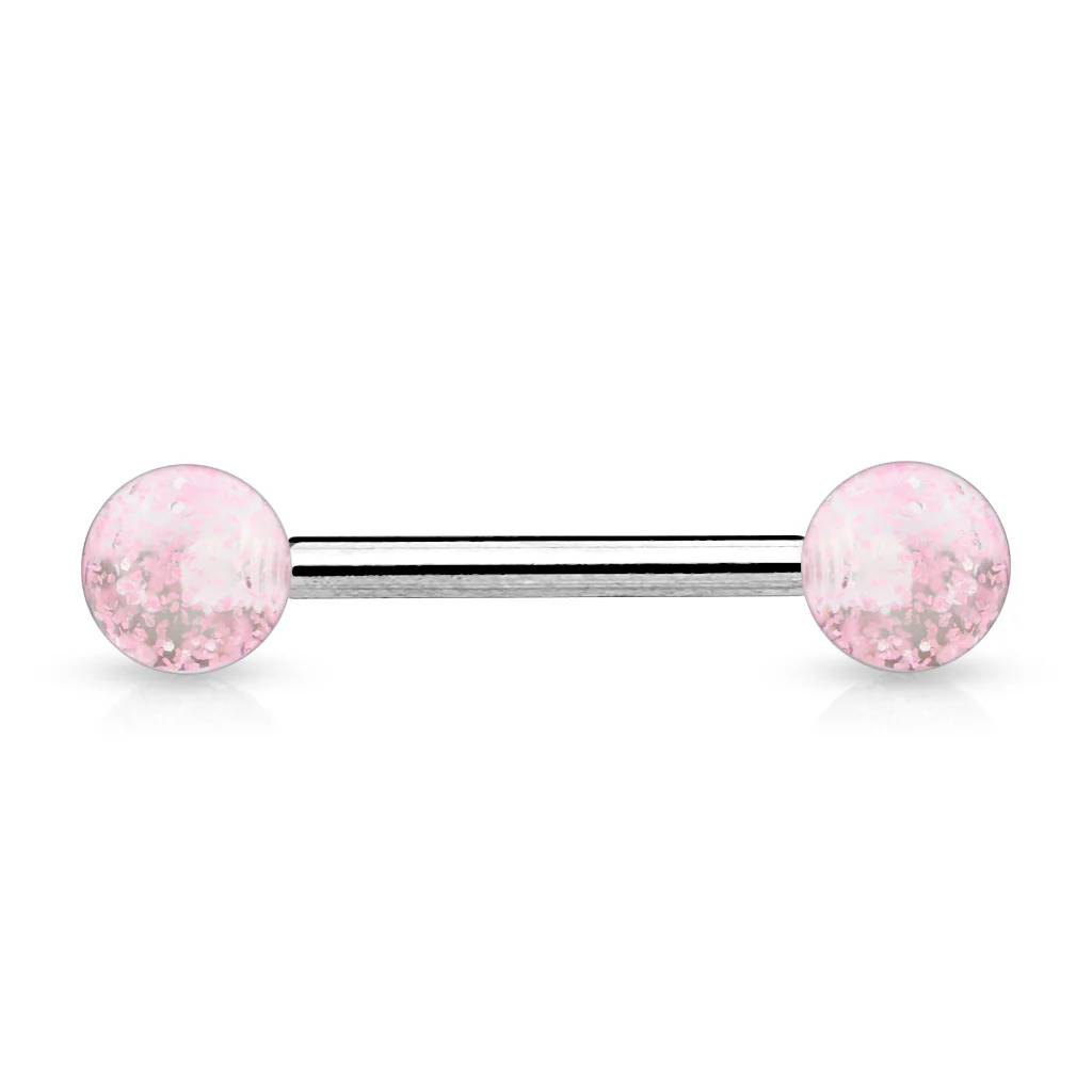 Ultra Glitter Acrylic Balls Grade 23 Solid Titanium Barbell Tongue Rings - Image 4