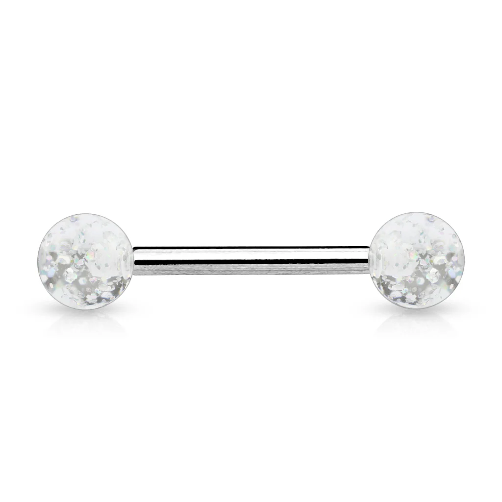 Ultra Glitter Acrylic Balls Grade 23 Solid Titanium Barbell Tongue Rings - Image 5