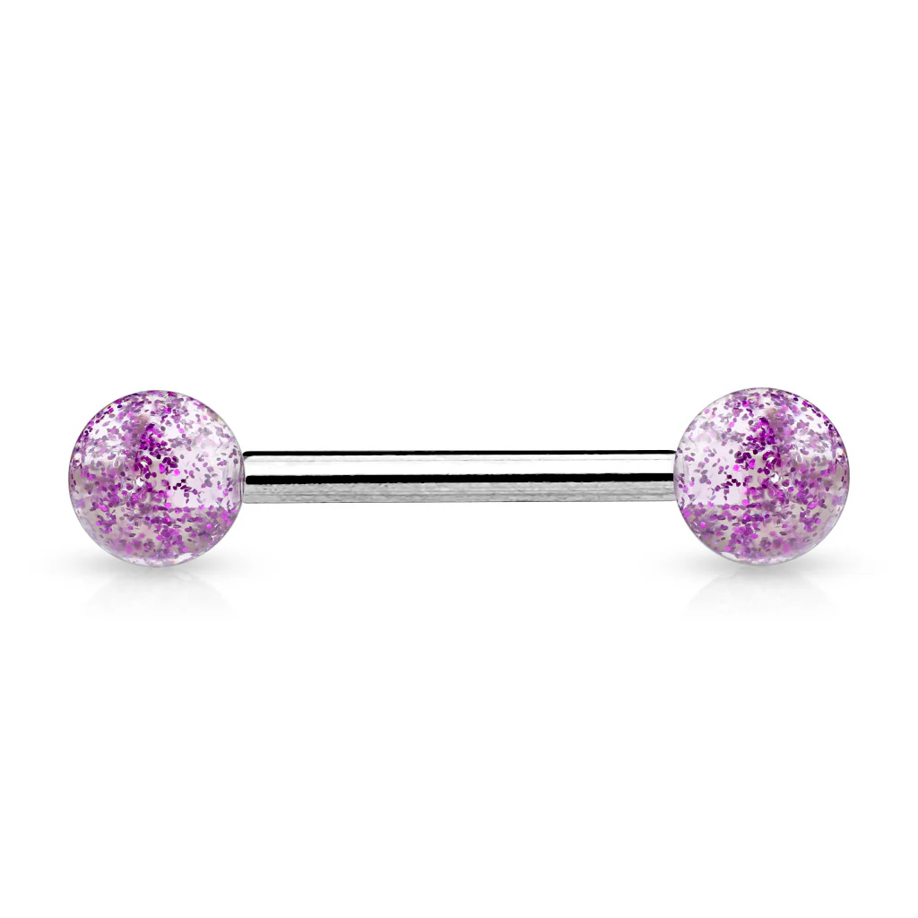 Ultra Glitter Acrylic Balls Grade 23 Solid Titanium Barbell Tongue Rings - Image 7