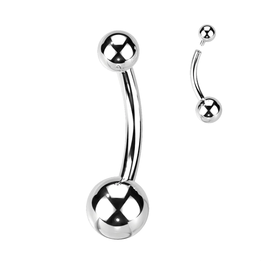Titanium Internally Threaded Basic Curved Barbell Belly Button Ring - Image 2