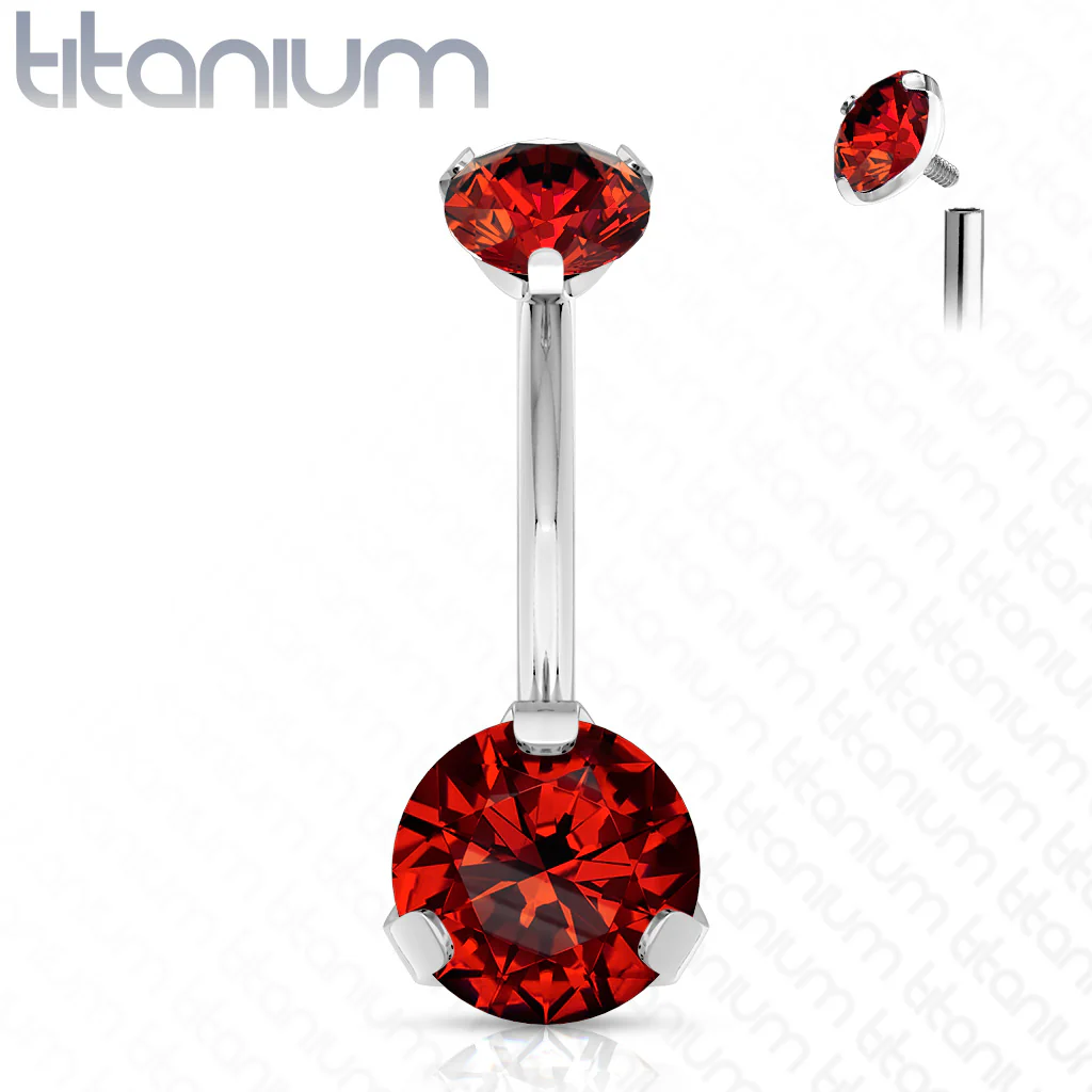 8 mm Prong Set Round CZ Solid Titanium Belly Button Rings - Image 7