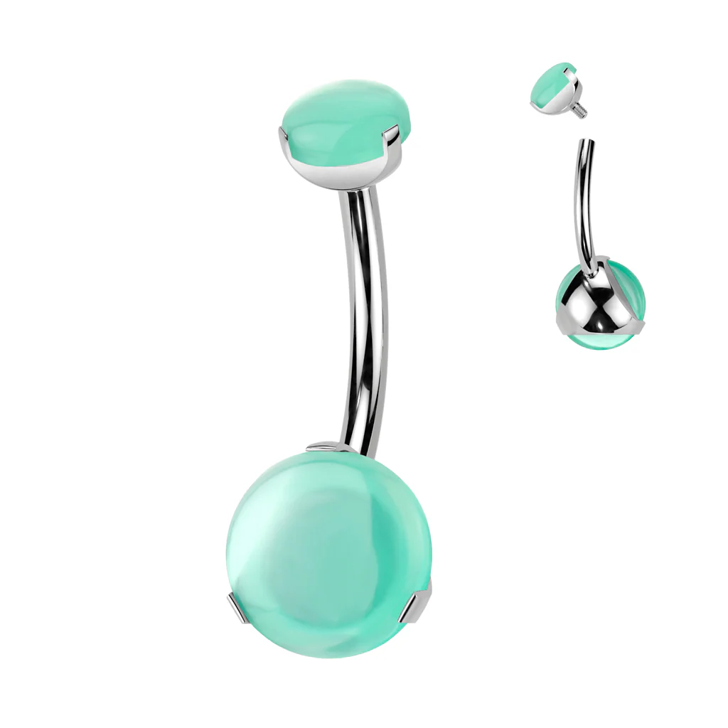 Titanium 8 mm Prong Set Natural Stone Belly Button Rings - Image 6