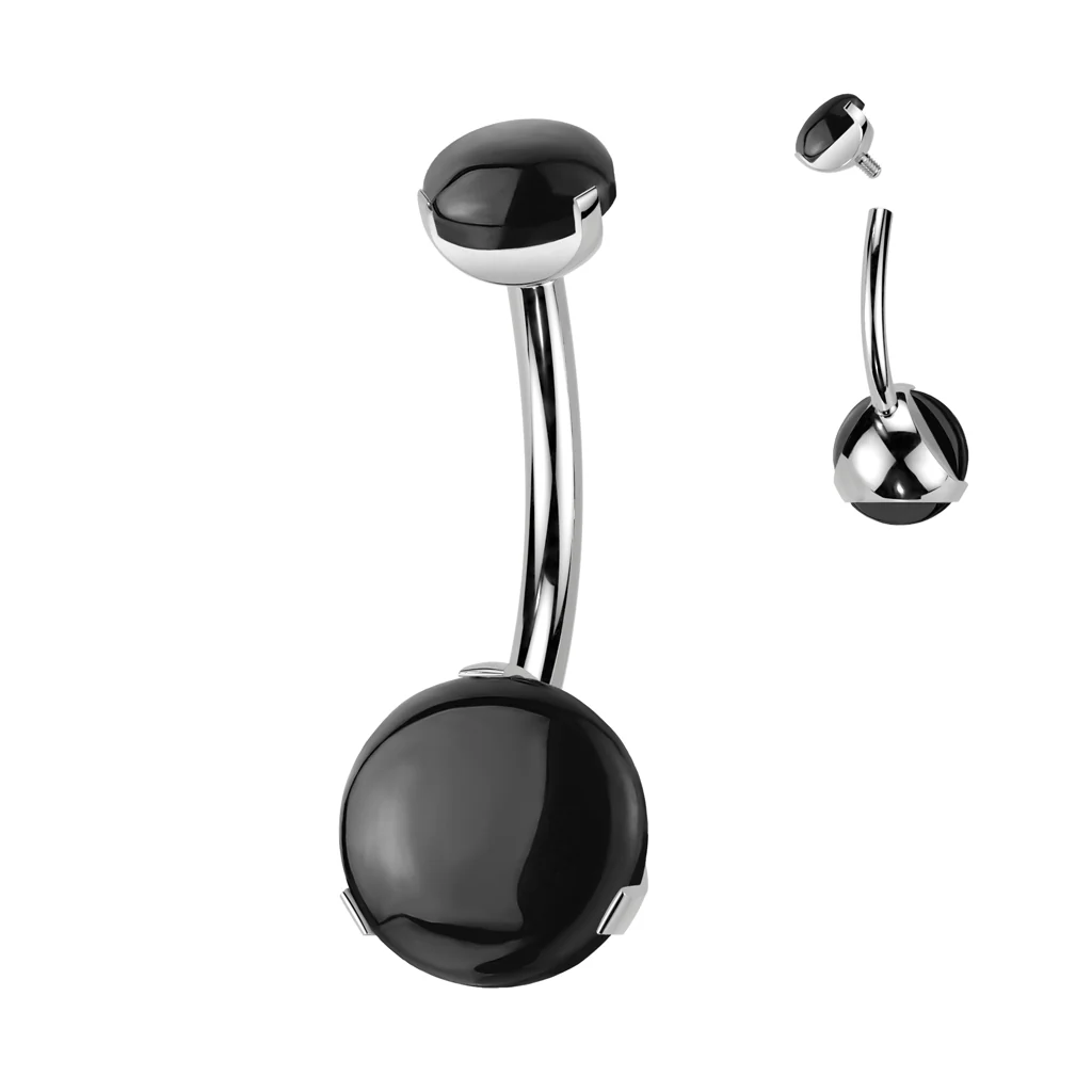 Titanium 8 mm Prong Set Natural Stone Belly Button Rings - Image 7