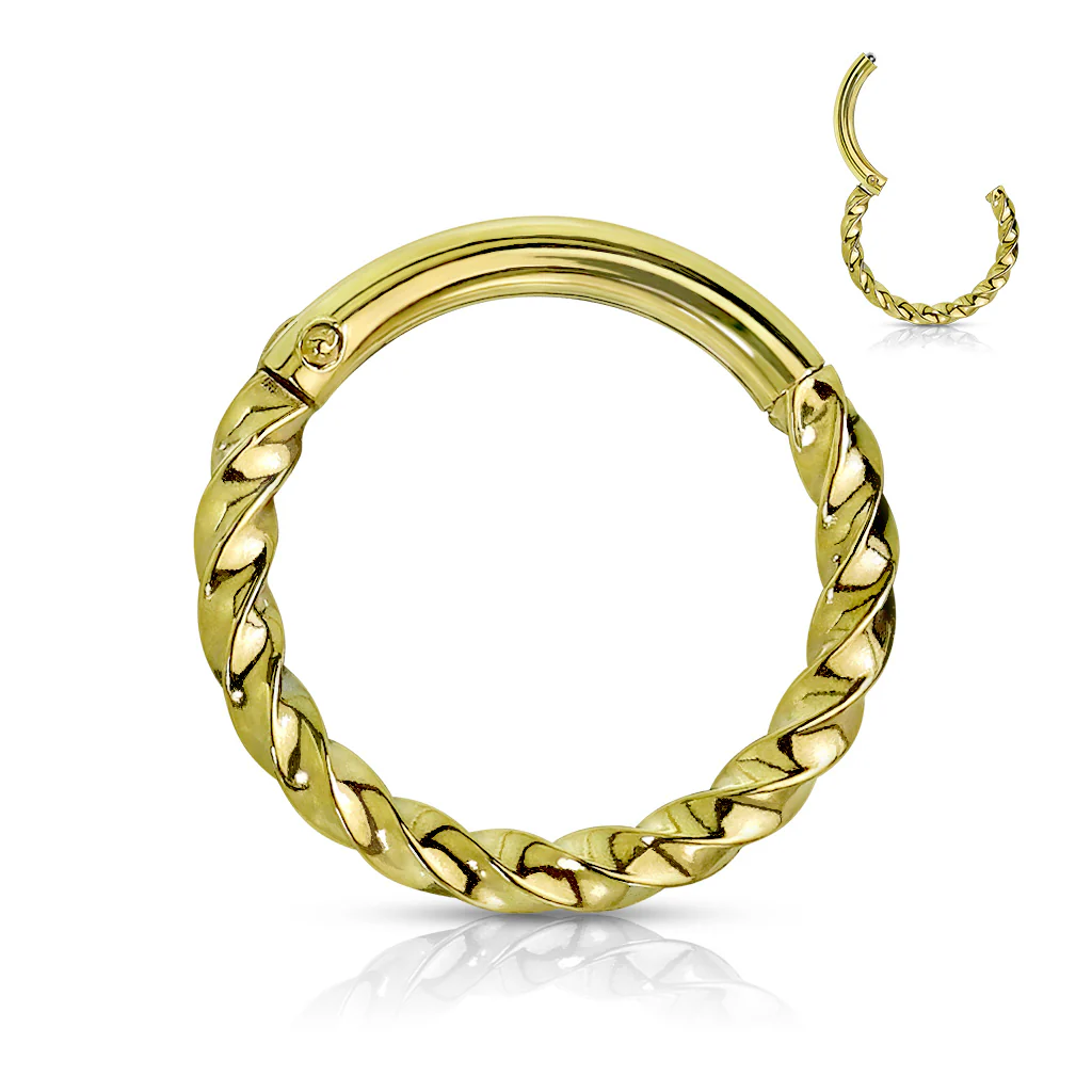 All 316L Surgical Steel Hinged Hoop Segment Rings Twist Nose Septum Ear Cartilage - Image 3