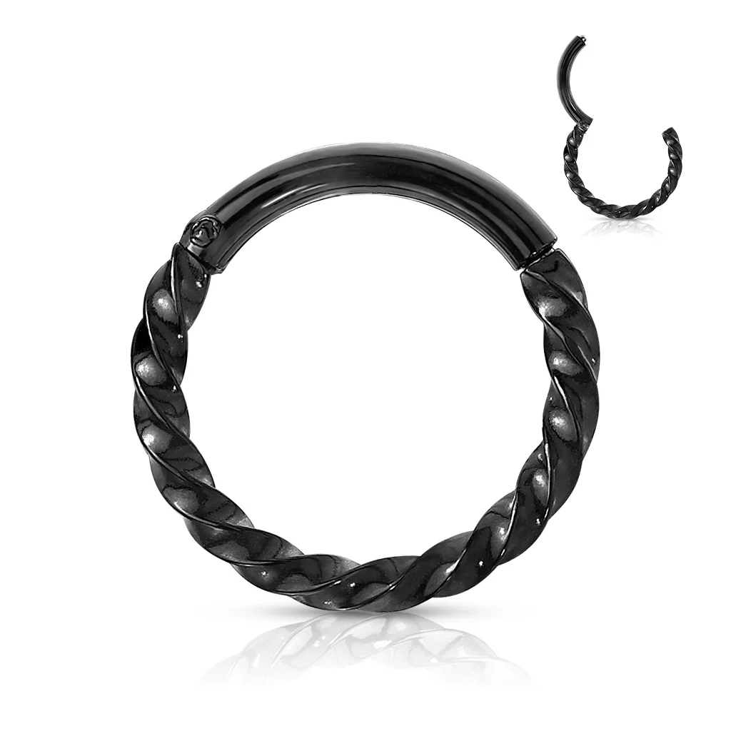All 316L Surgical Steel Hinged Hoop Segment Rings Twist Nose Septum Ear Cartilage - Image 4