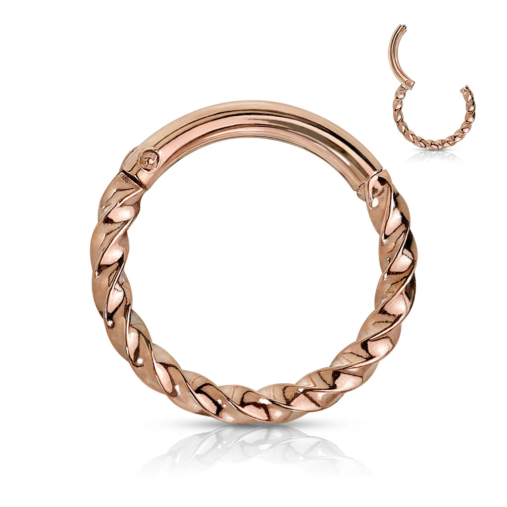 All 316L Surgical Steel Hinged Hoop Segment Rings Twist Nose Septum Ear Cartilage - Image 5