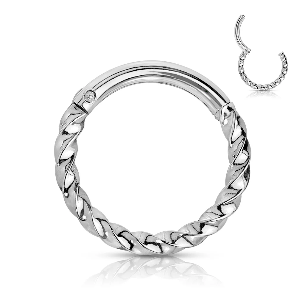 All 316L Surgical Steel Hinged Hoop Segment Rings Twist Nose Septum Ear Cartilage - Image 6