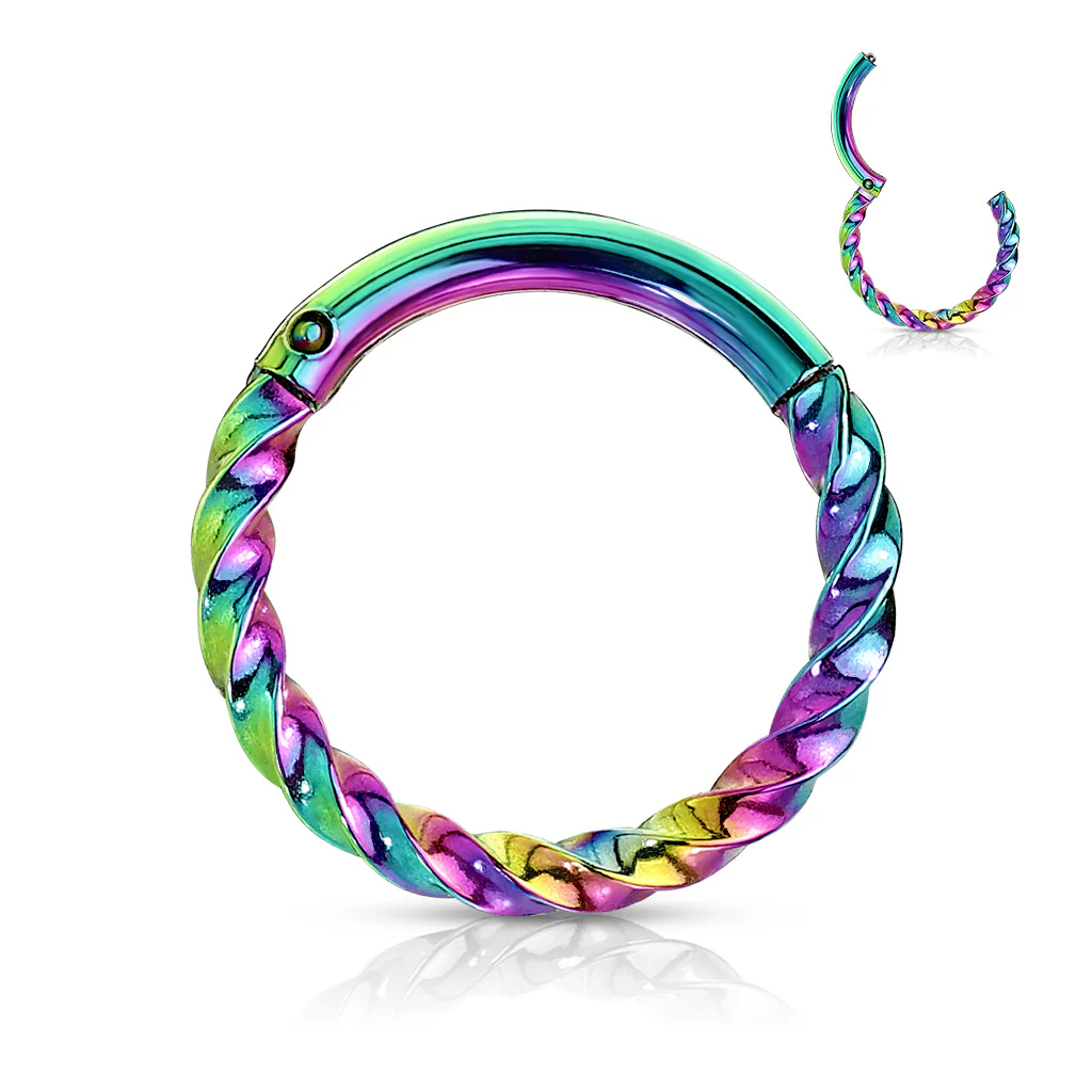 All 316L Surgical Steel Hinged Hoop Segment Rings Twist Nose Septum Ear Cartilage - Image 7