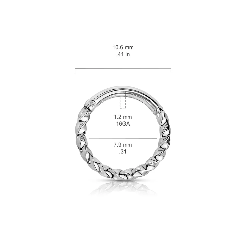 All 316L Surgical Steel Hinged Hoop Segment Rings Twist Nose Septum Ear Cartilage - Image 8