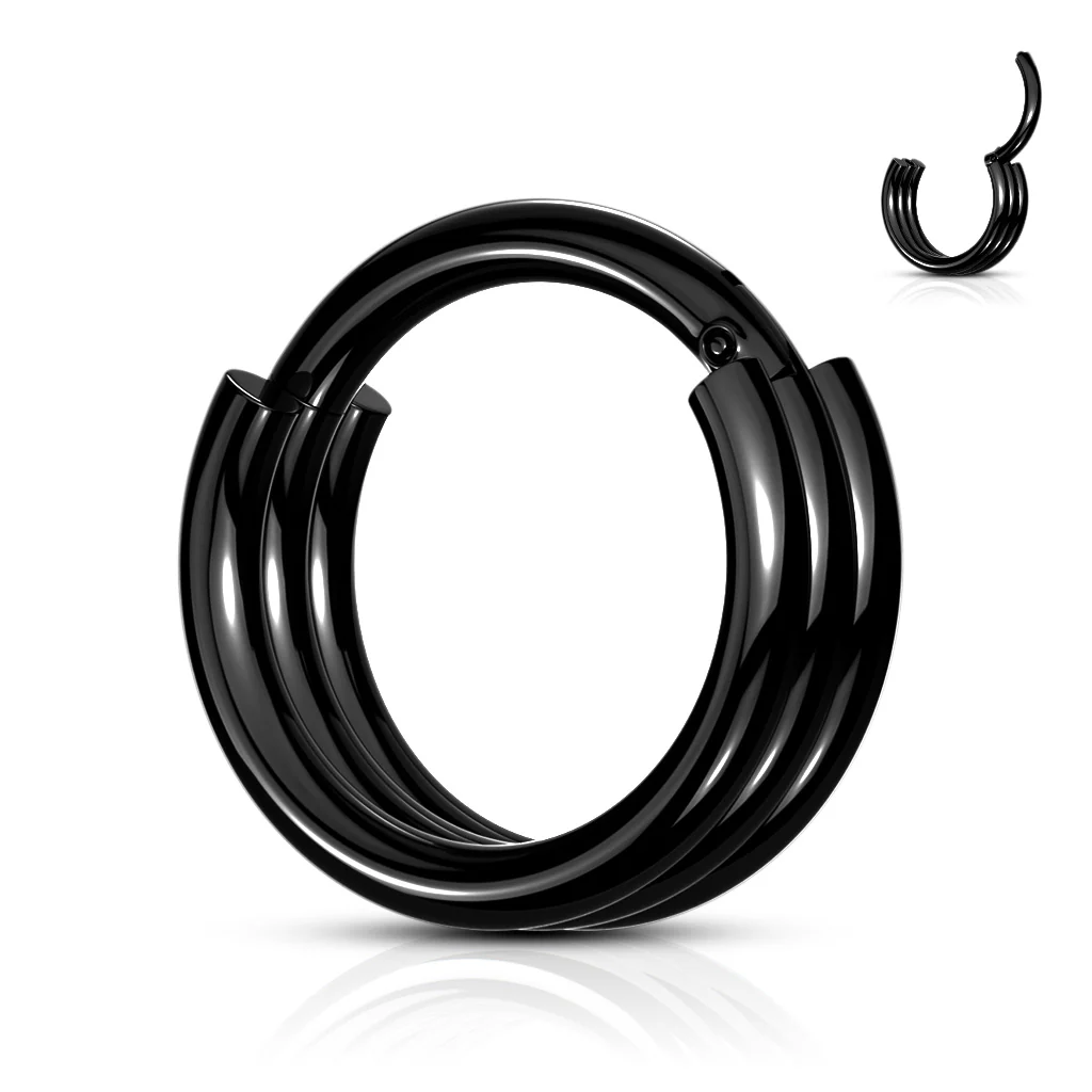 316L Surgical Steel Triple Layered Hinged Segment Hoop Rings Nose Septum - Image 4