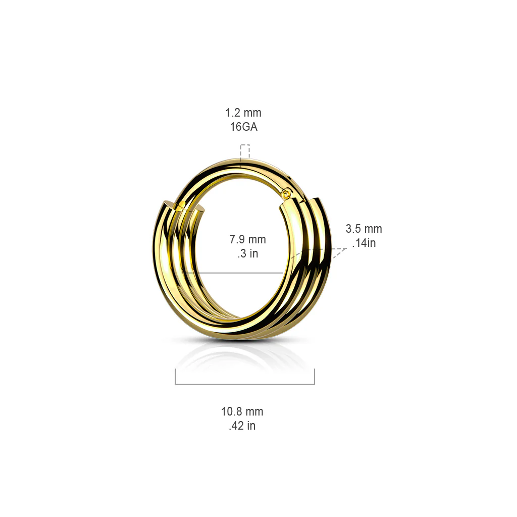316L Surgical Steel Triple Layered Hinged Segment Hoop Rings Nose Septum - Image 6
