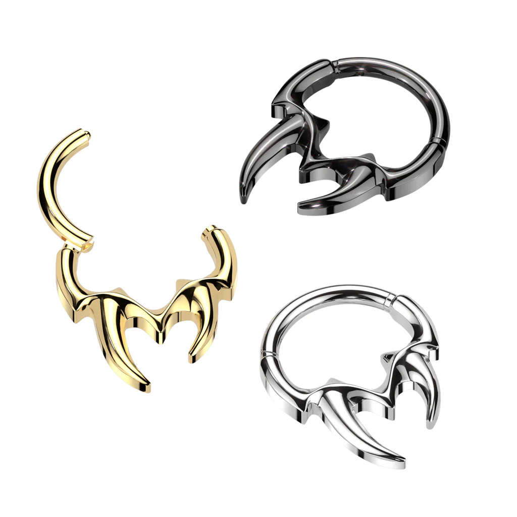All 316L Surgical Steel Tribal Fang Hinged Hoop Segment Rings Nose Septum - Image 6