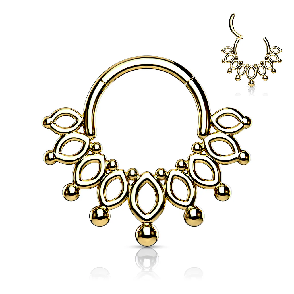 All 316L Surgical Steel Hinged Hoop Segment Rings Crwon Nose Septum Ear Cartilage - Image 3