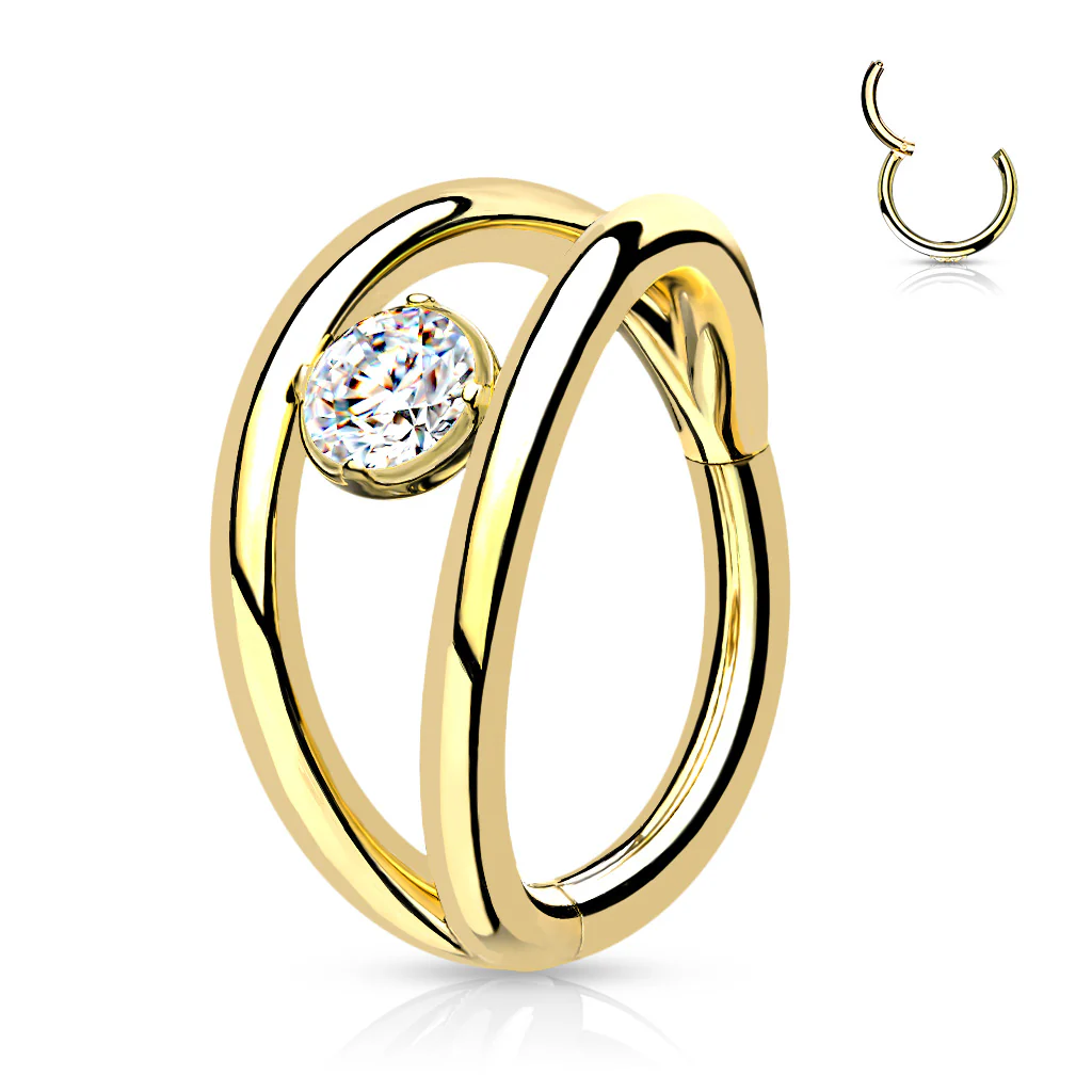 All 316L Surgical Steel Hinged 2 layer CZ Center Hoop Segment Rings Helix Piercing - Image 6
