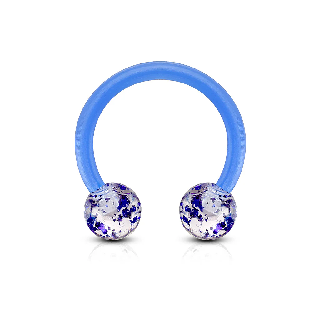 All Acrylic Flexible Glitter Ball Horseshoe Circular Barbell Tragus Cartilage - Image 4