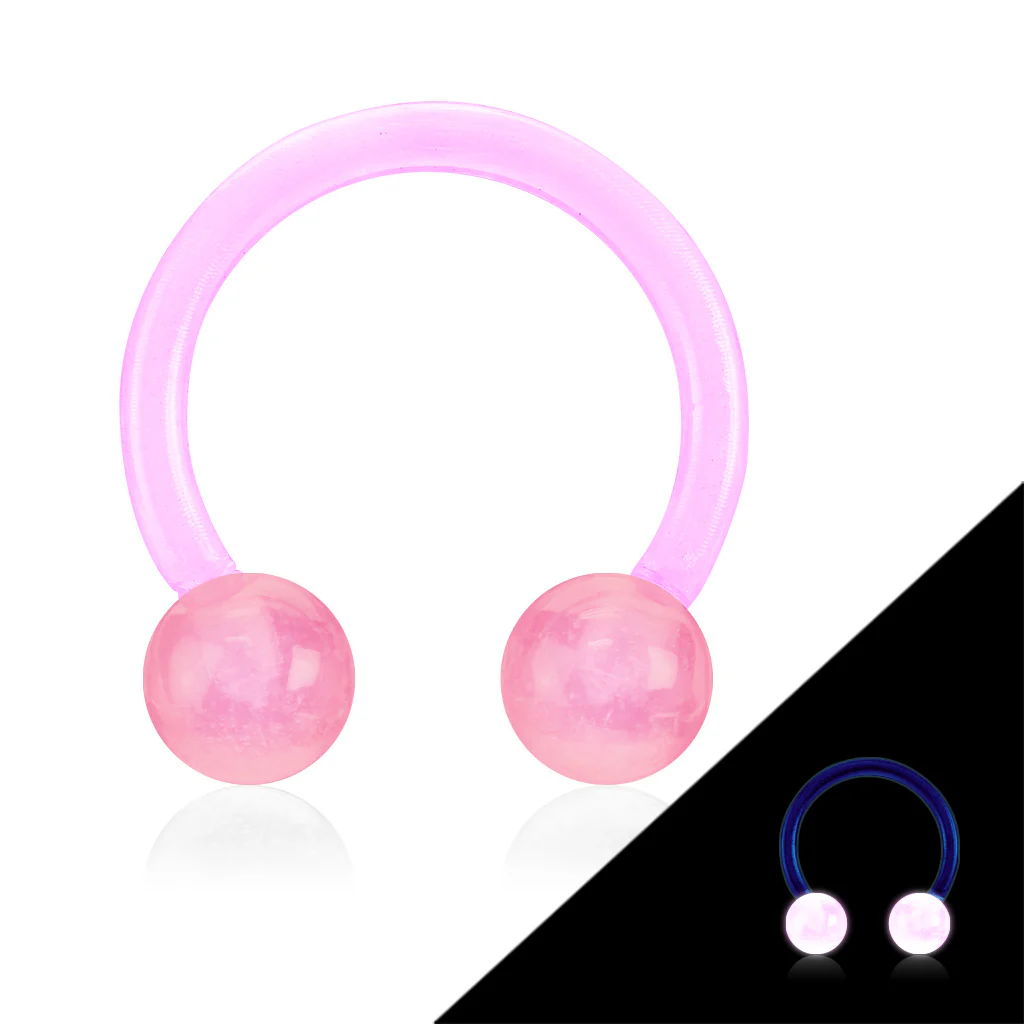 Glow In The Dark Flexible Horseshoe Circular Barbell Tragus Cartilage - Image 2