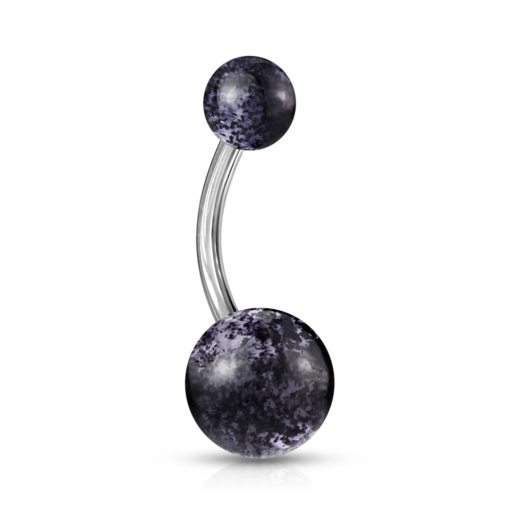 Assorted Color Ultra Glitter Ball Navel Belly Button Rings - Image 2