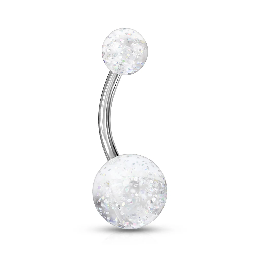 Assorted Color Ultra Glitter Ball Navel Belly Button Rings - Image 5