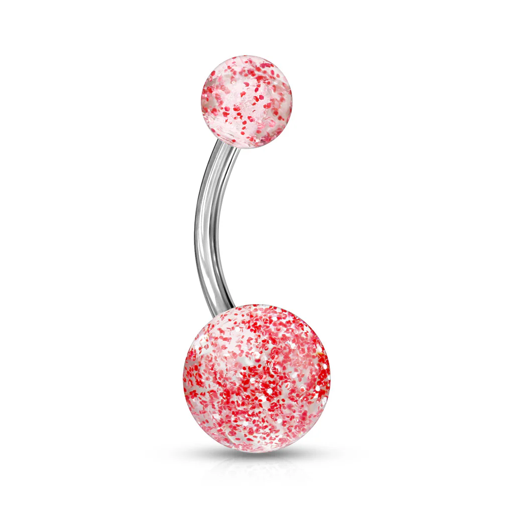 Assorted Color Ultra Glitter Ball Navel Belly Button Rings - Image 8