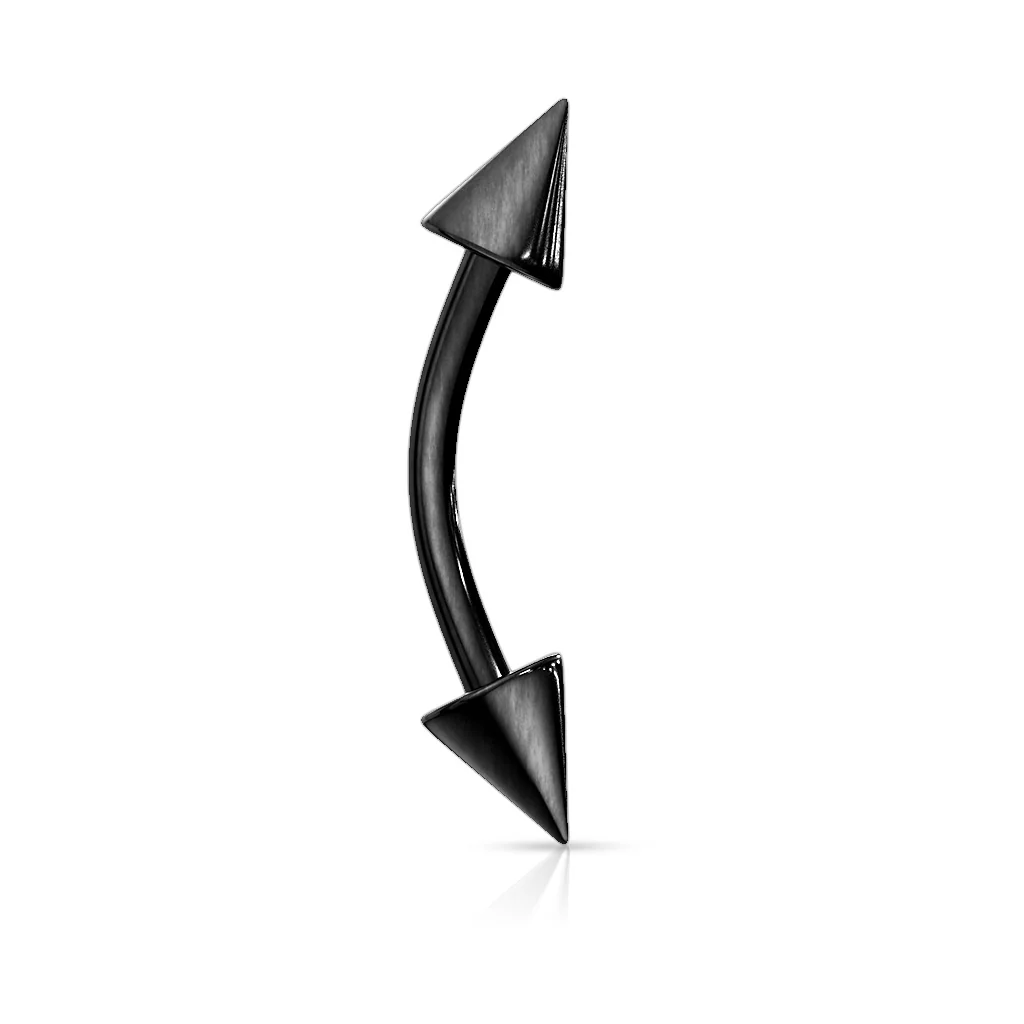 14 Gauge Titanium Spike Curved Barbell Eyebrow Rings - Image 4