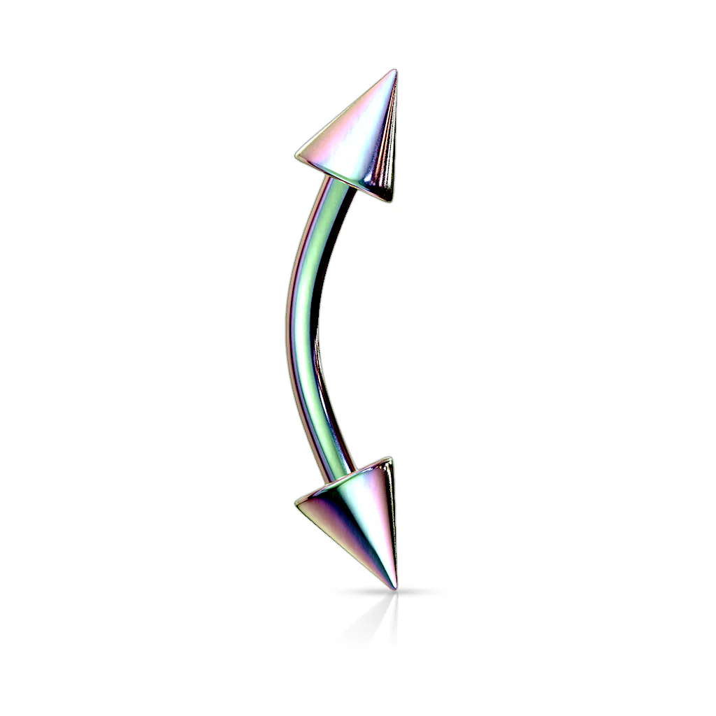 14 Gauge Titanium Spike Curved Barbell Eyebrow Rings - Image 5