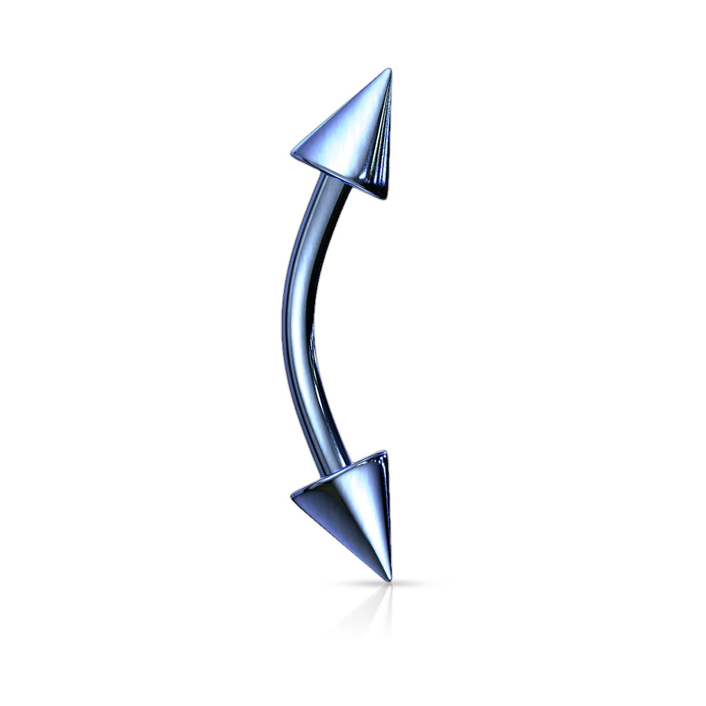 14 Gauge Titanium Spike Curved Barbell Eyebrow Rings - Image 6