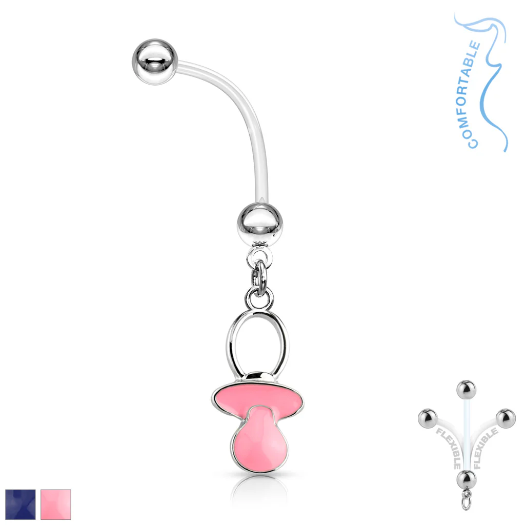 Baby Pacifier Dangle Pregnancy BioFlex Barbell Navel Belly Button Ring - Image 2