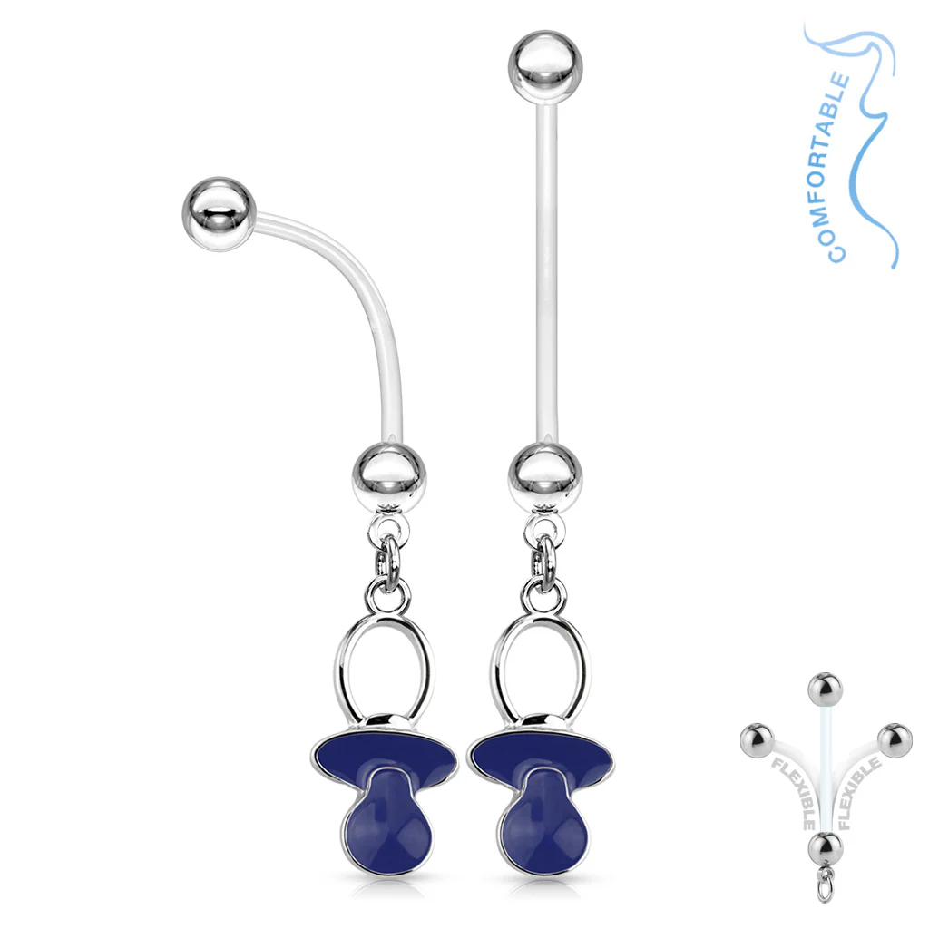 Baby Pacifier Dangle Pregnancy BioFlex Barbell Navel Belly Button Ring - Image 3