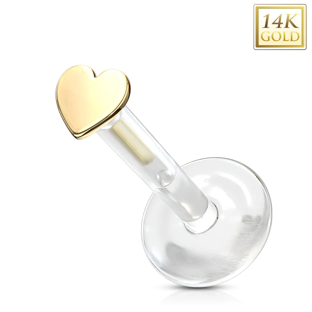14K Solid Gold Heart Bio Flex Shaft Labret Monroe Cartilage - Image 5