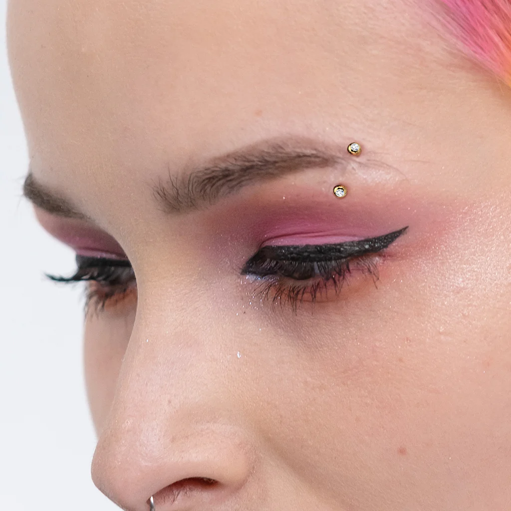 Implant Titanium Press Fit CZ Curved Barbells Eyebrow Rings - Image 2