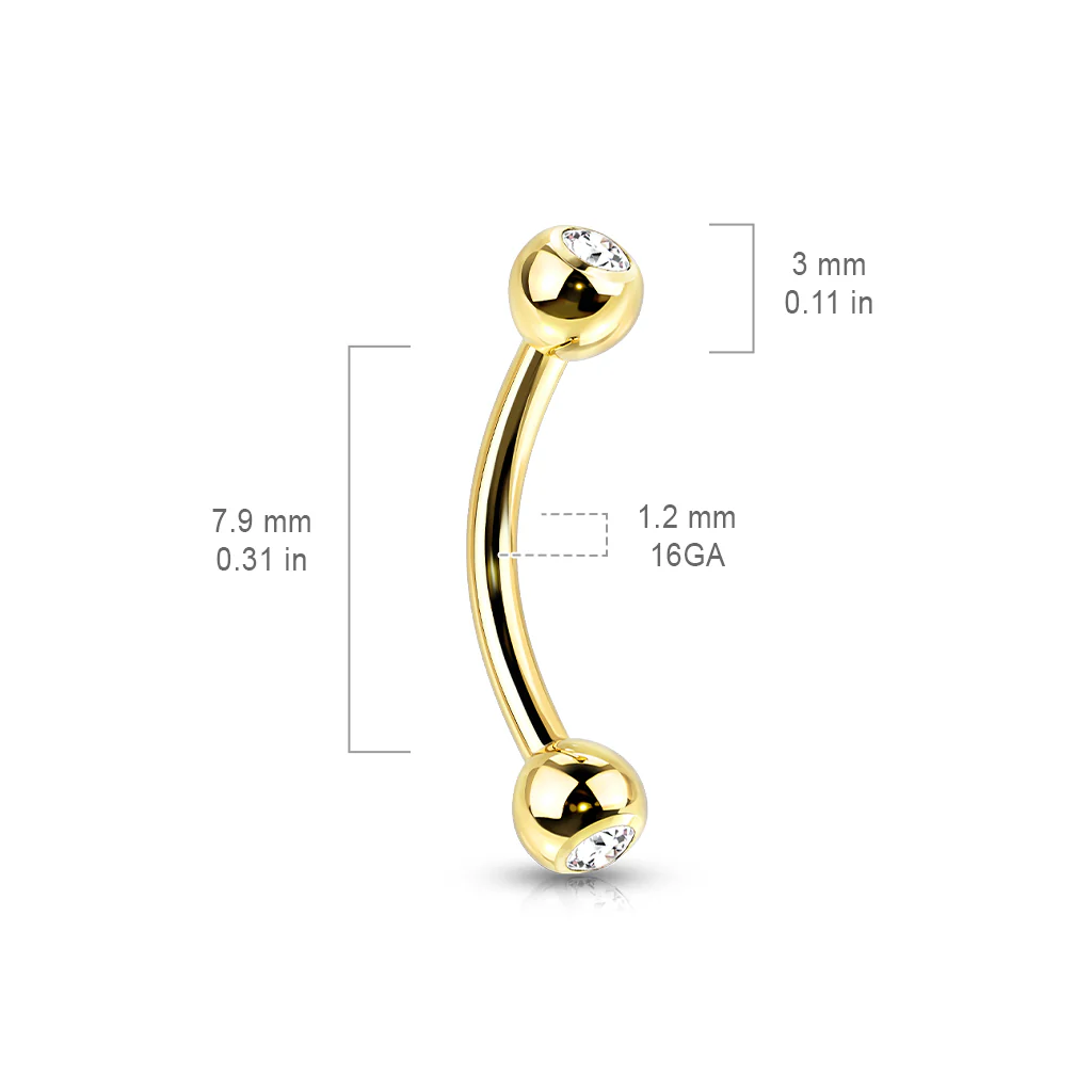 Implant Titanium Press Fit CZ Curved Barbells Eyebrow Rings - Image 4