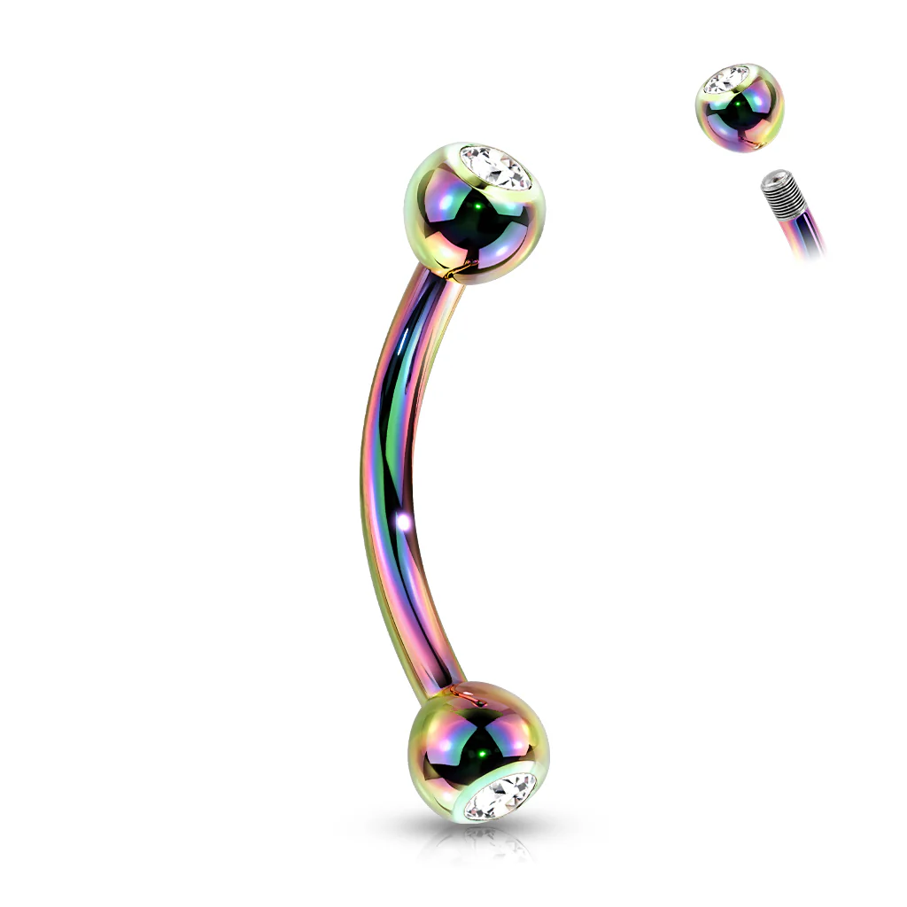 Implant Titanium Press Fit CZ Curved Barbells Eyebrow Rings - Image 5