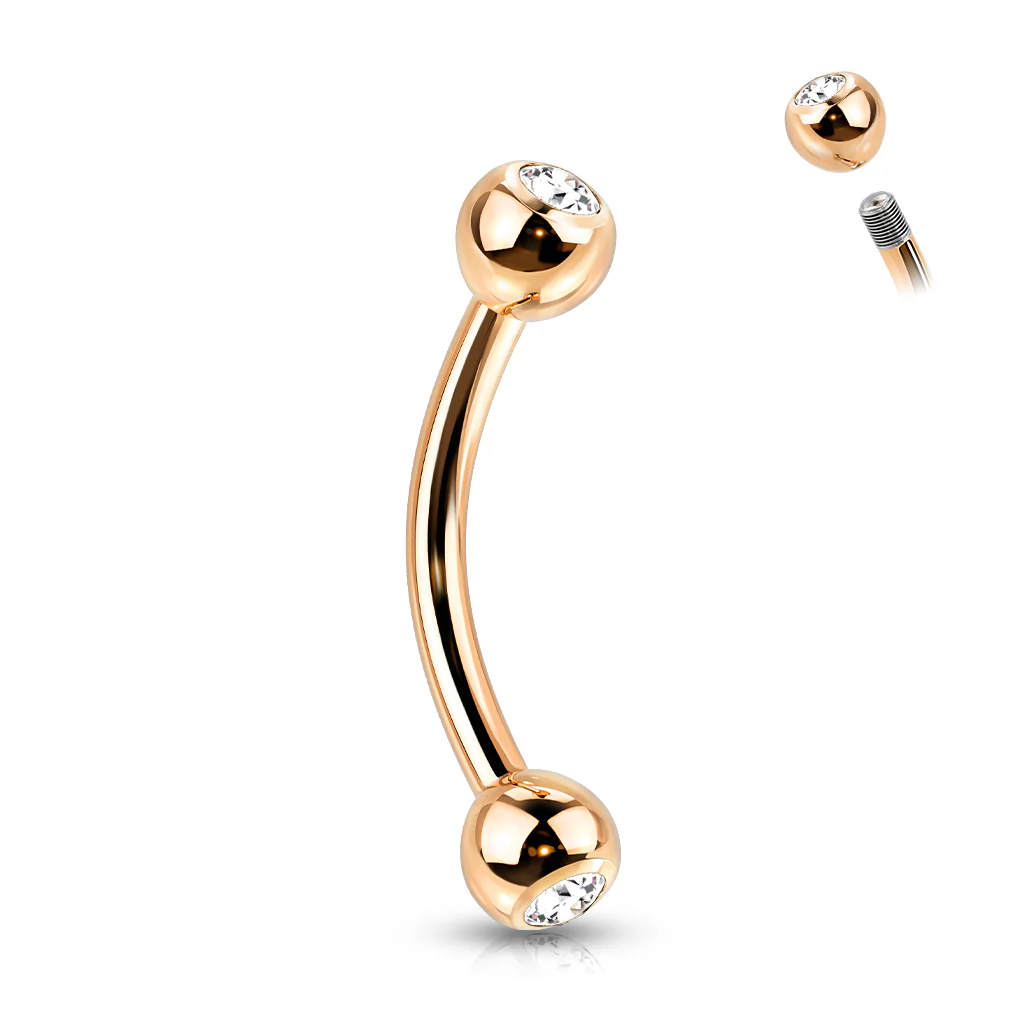 Implant Titanium Press Fit CZ Curved Barbells Eyebrow Rings - Image 6