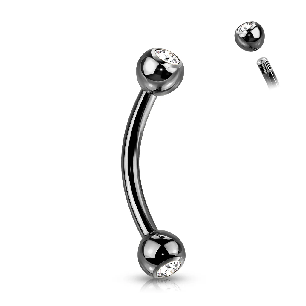 Implant Titanium Press Fit CZ Curved Barbells Eyebrow Rings - Image 7