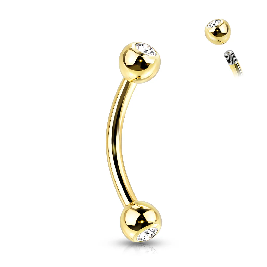 Implant Titanium Press Fit CZ Curved Barbells Eyebrow Rings - Image 8