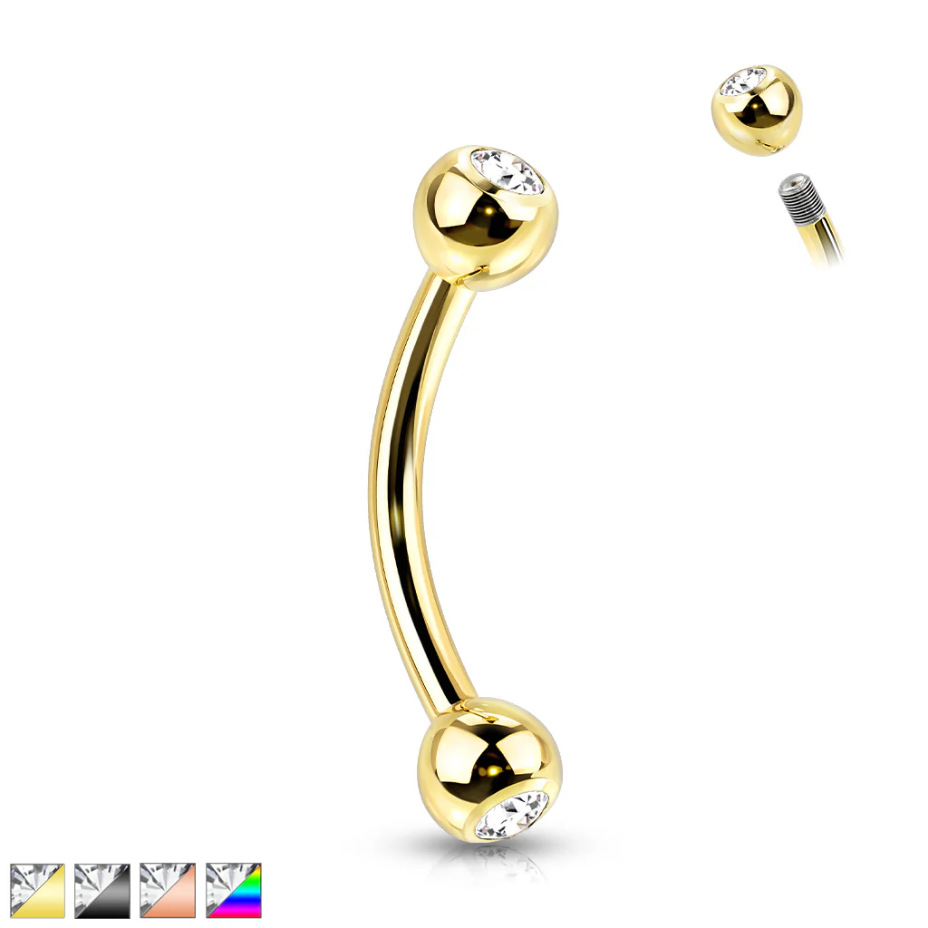 Implant Titanium Press Fit CZ Curved Barbells Eyebrow Rings - Image 9