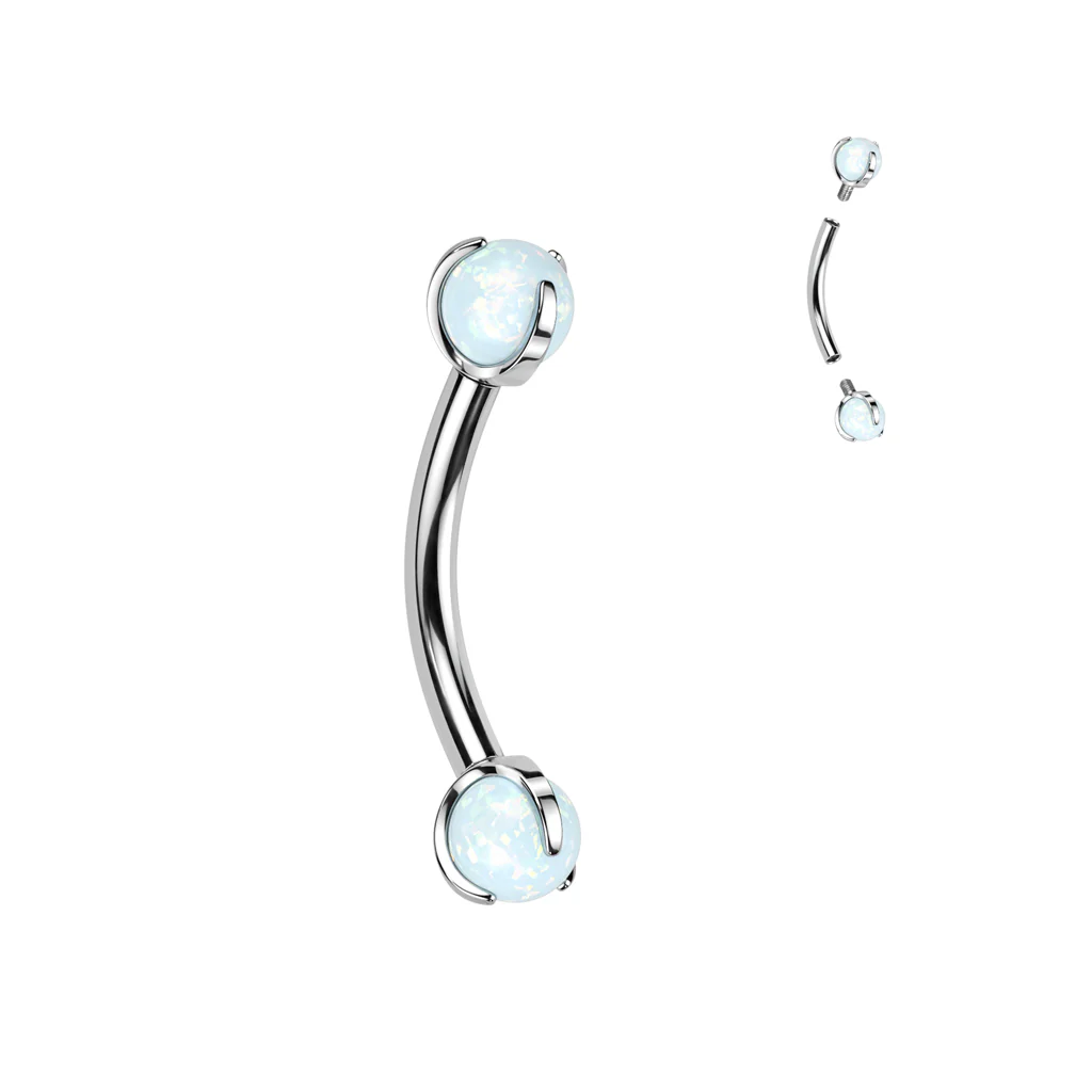 Implant Titanium Internally Threaded Opal Eyebrow Rings - Image 5