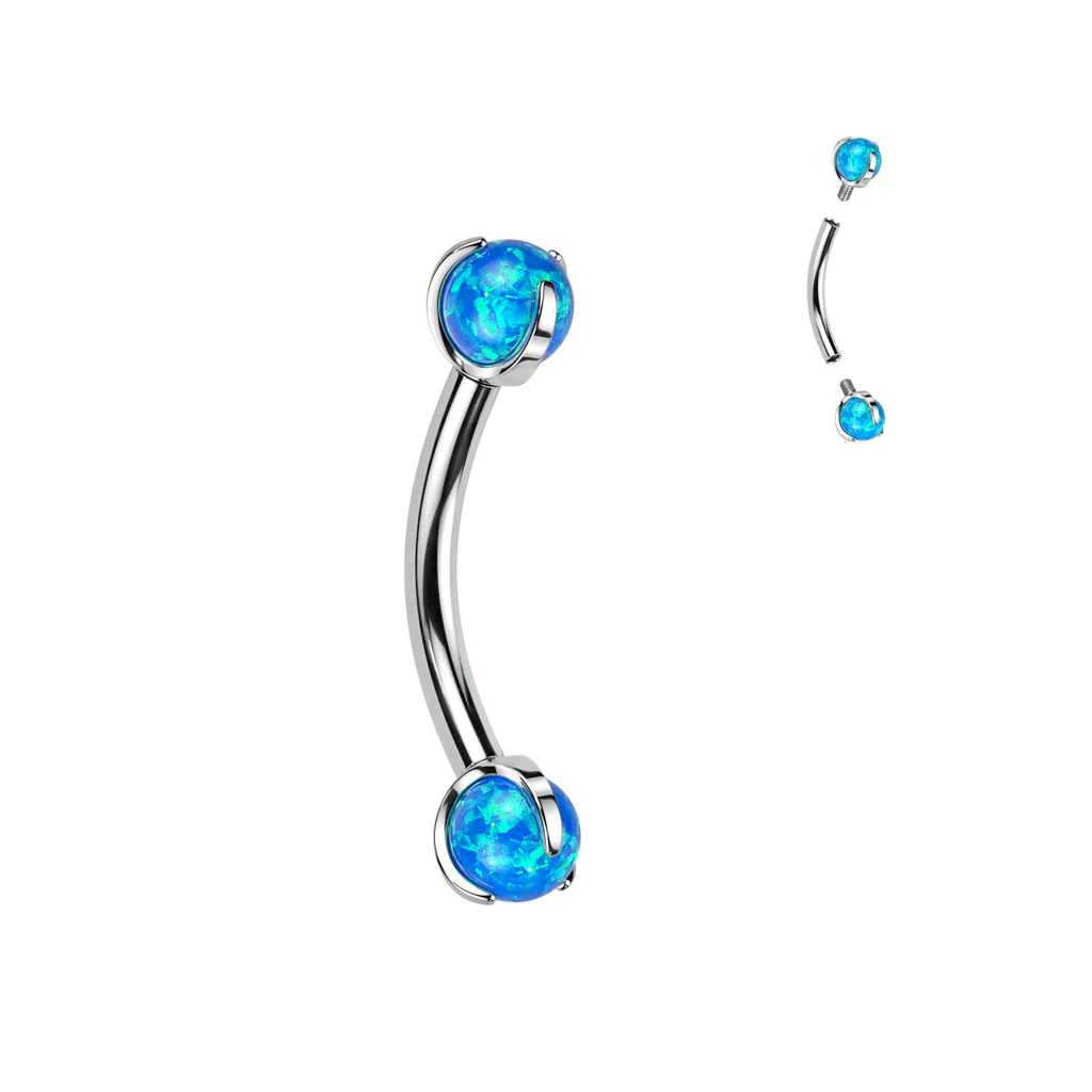 Implant Titanium Internally Threaded Opal Eyebrow Rings - Image 6