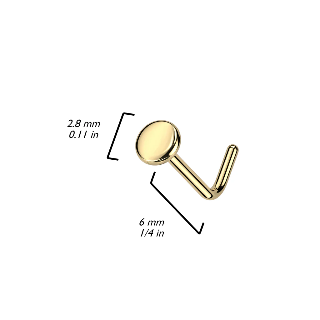 Implant Titanium Flat Disc Top L Bend Nose Stud Ring - Image 2
