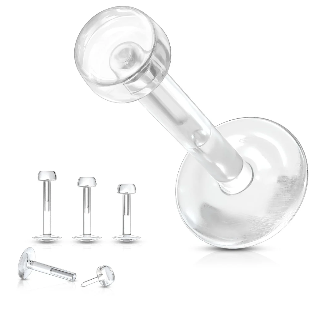 10 Pc Pack Bio-Flex Clear Push In Top Lip Labret Retainers Cartilage Tragus 16G - Image 3