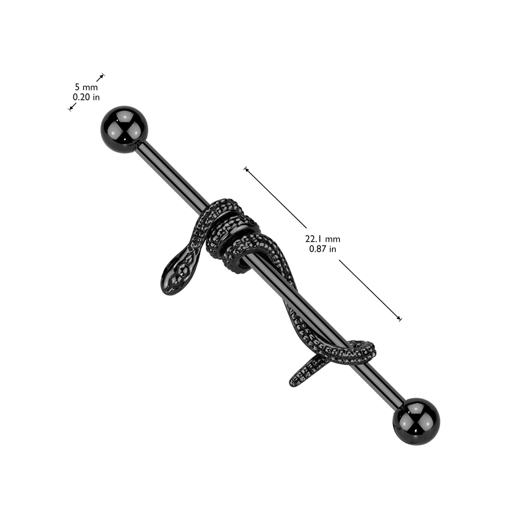 Cool! Snake Wrapped Surgical Steel Industrial Barbells - Image 2