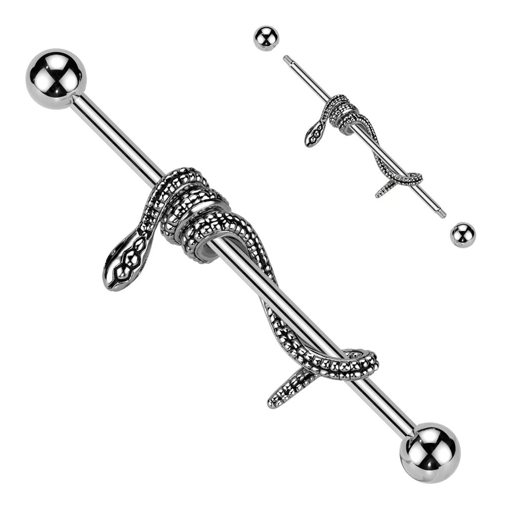 Cool! Snake Wrapped Surgical Steel Industrial Barbells - Image 3