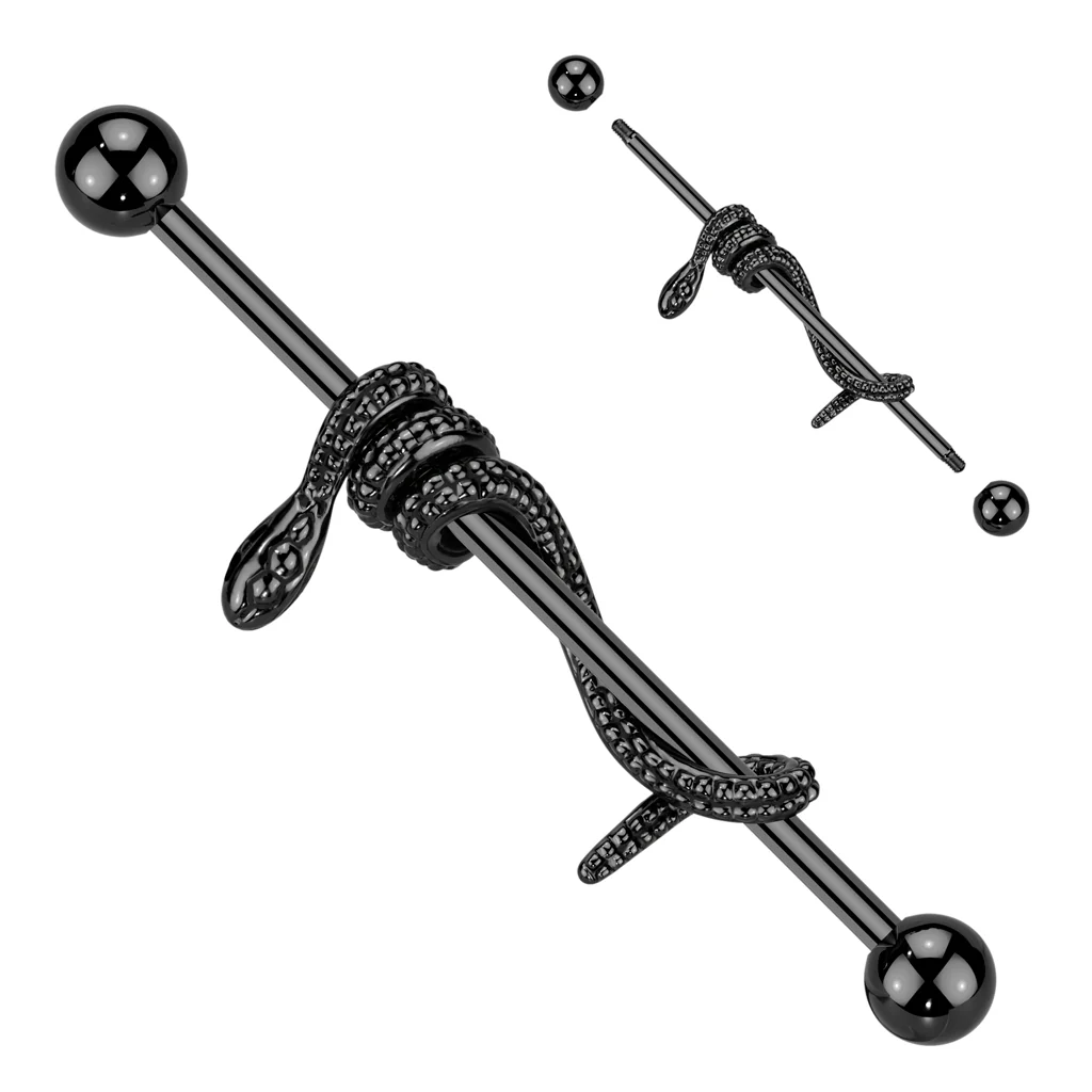 Cool! Snake Wrapped Surgical Steel Industrial Barbells - Image 4
