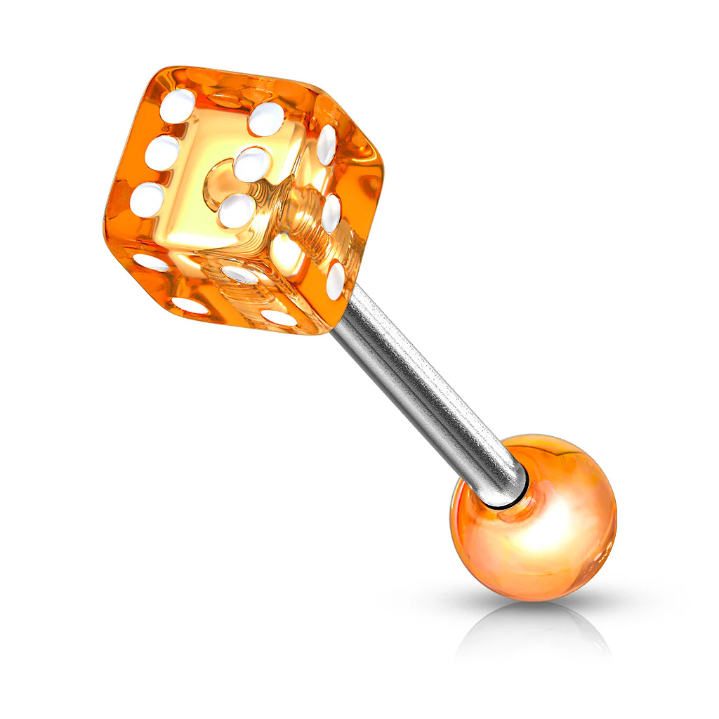 Assorted Acrylic 5 mm Dice Ball Barbell Tongue Rings - Image 3