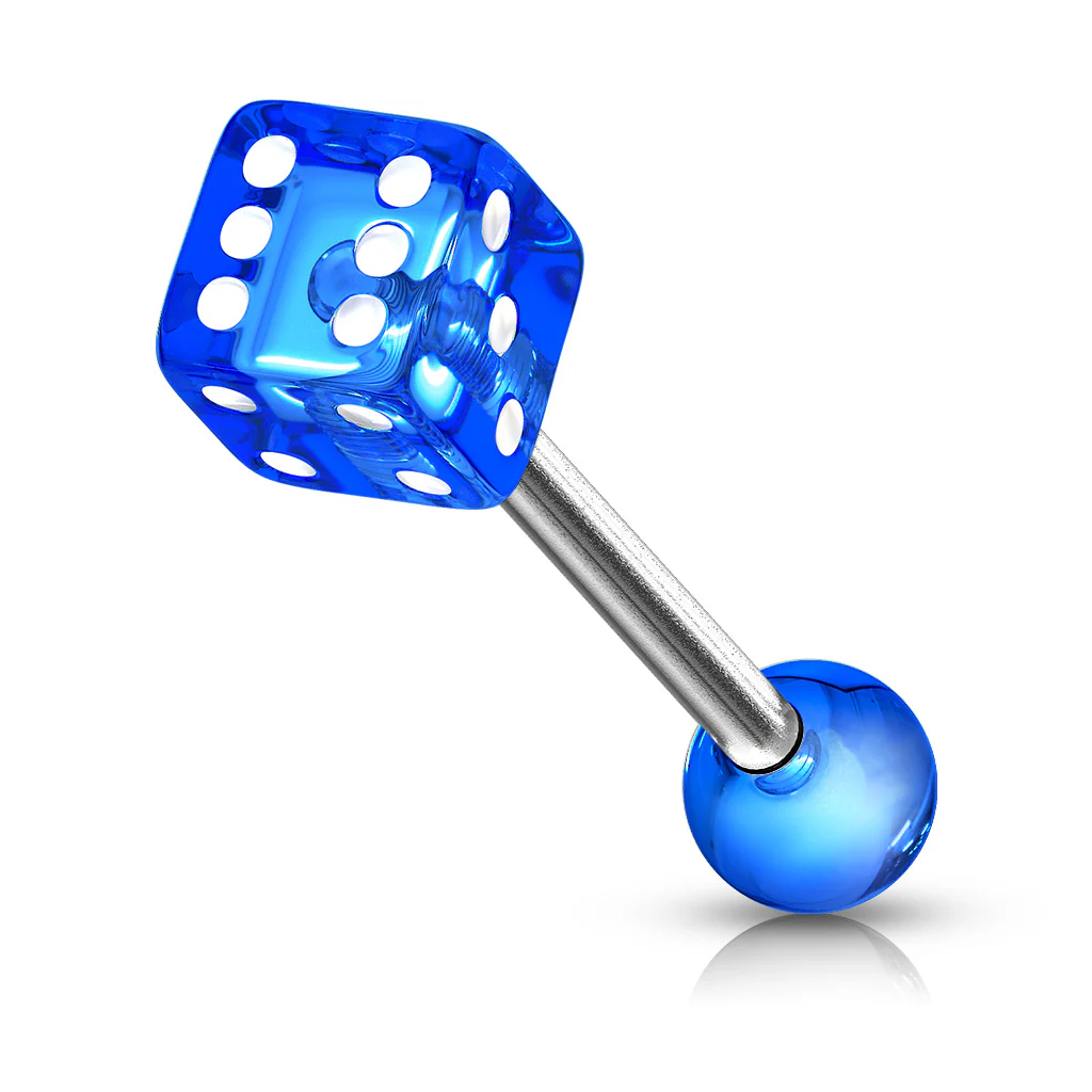 Assorted Acrylic 5 mm Dice Ball Barbell Tongue Rings - Image 4