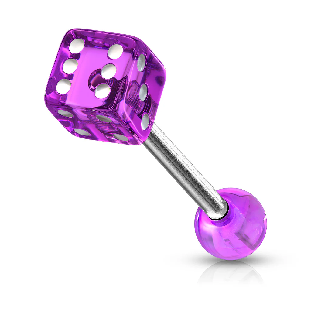 Assorted Acrylic 5 mm Dice Ball Barbell Tongue Rings - Image 9