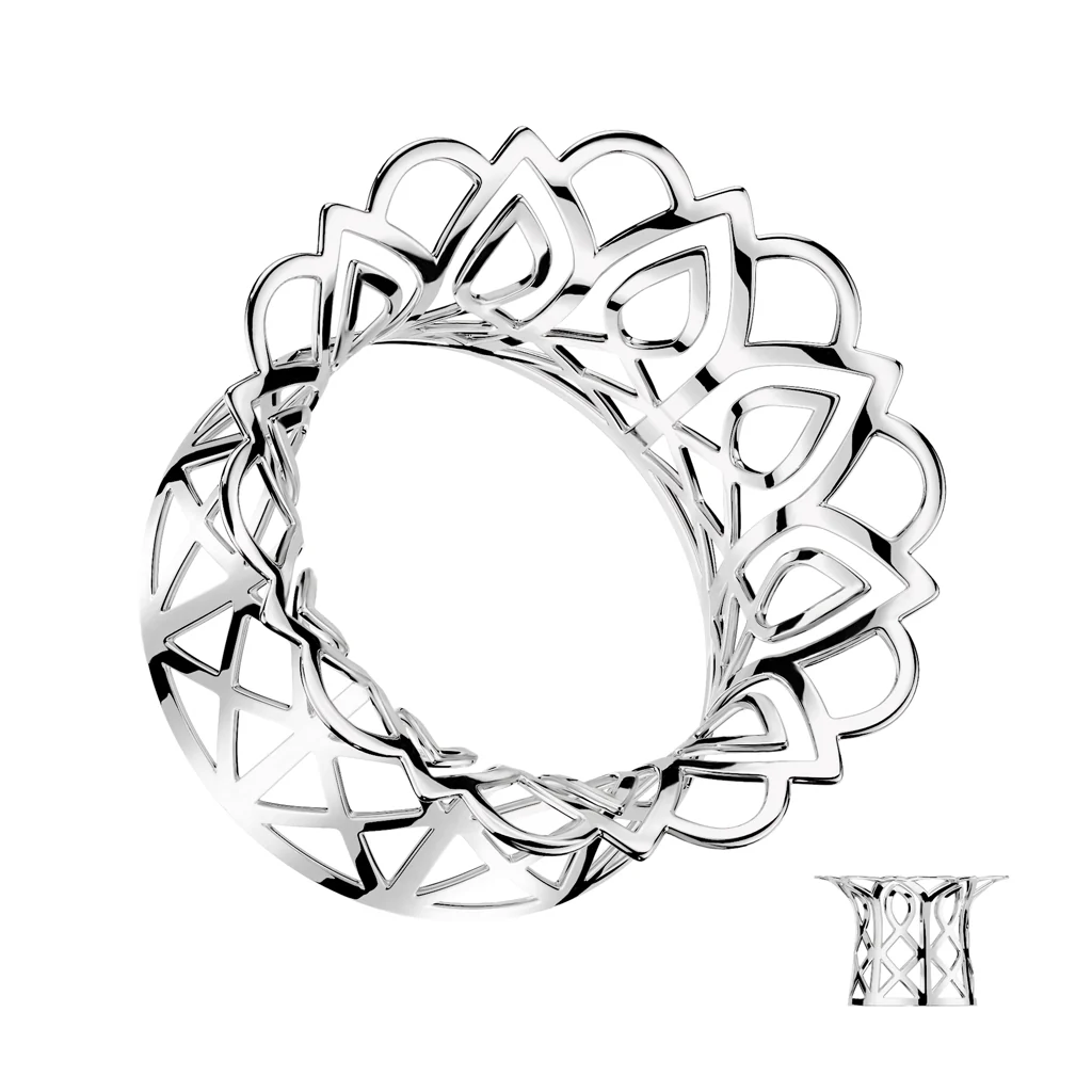 Hollow Filigree All Brass Double Flare Tunnel - Image 2