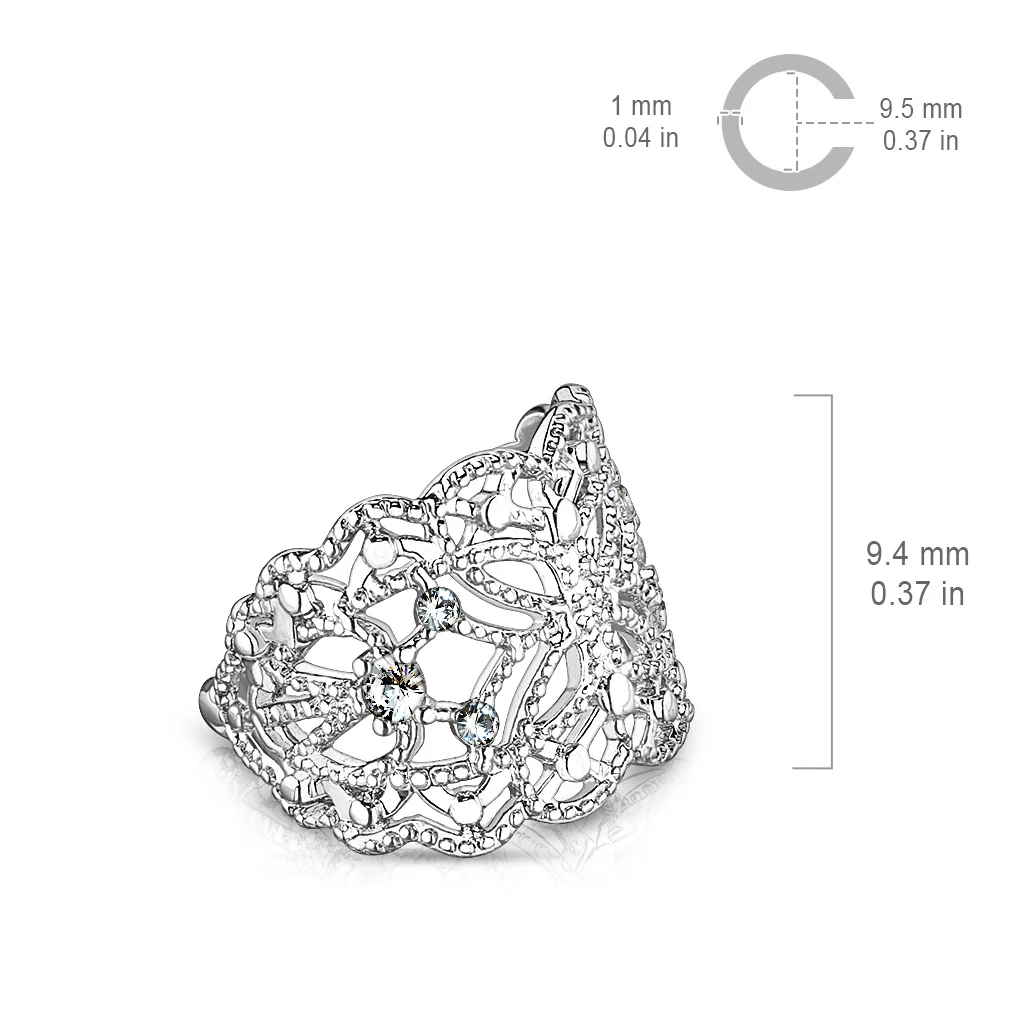 Filigree Butterfly with Flush Prong Set CZ  Non Piercing Earring Cuff Tragus - Image 3