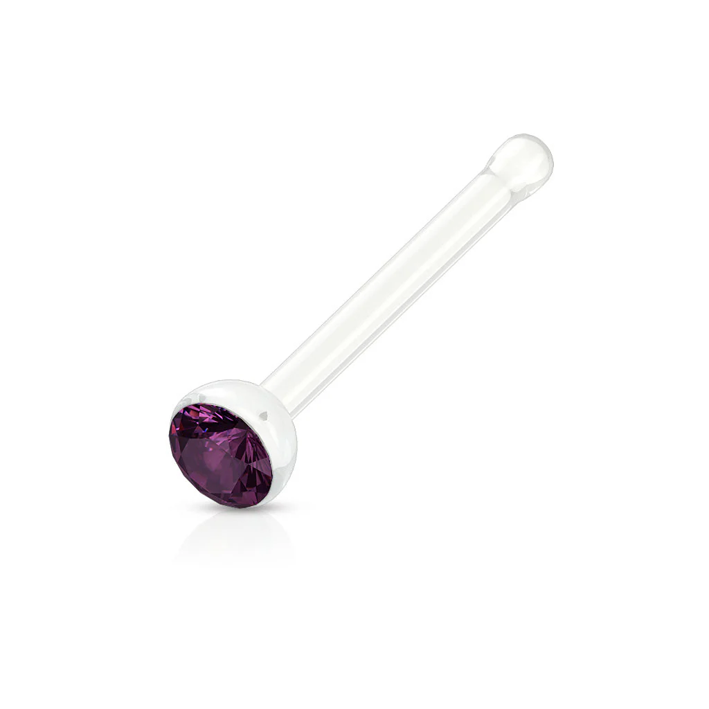 8 Pc Clear Acrylic With Mixed CZ Nose Stud No Metal 20G - Image 2