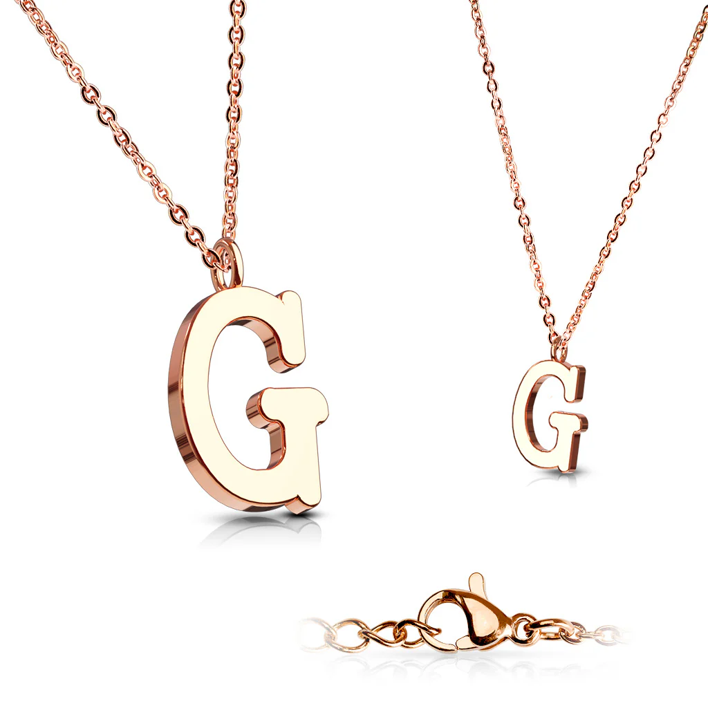Rose Gold Plated Alphabet Initial Pendant With Chain Necklaces - Image 14